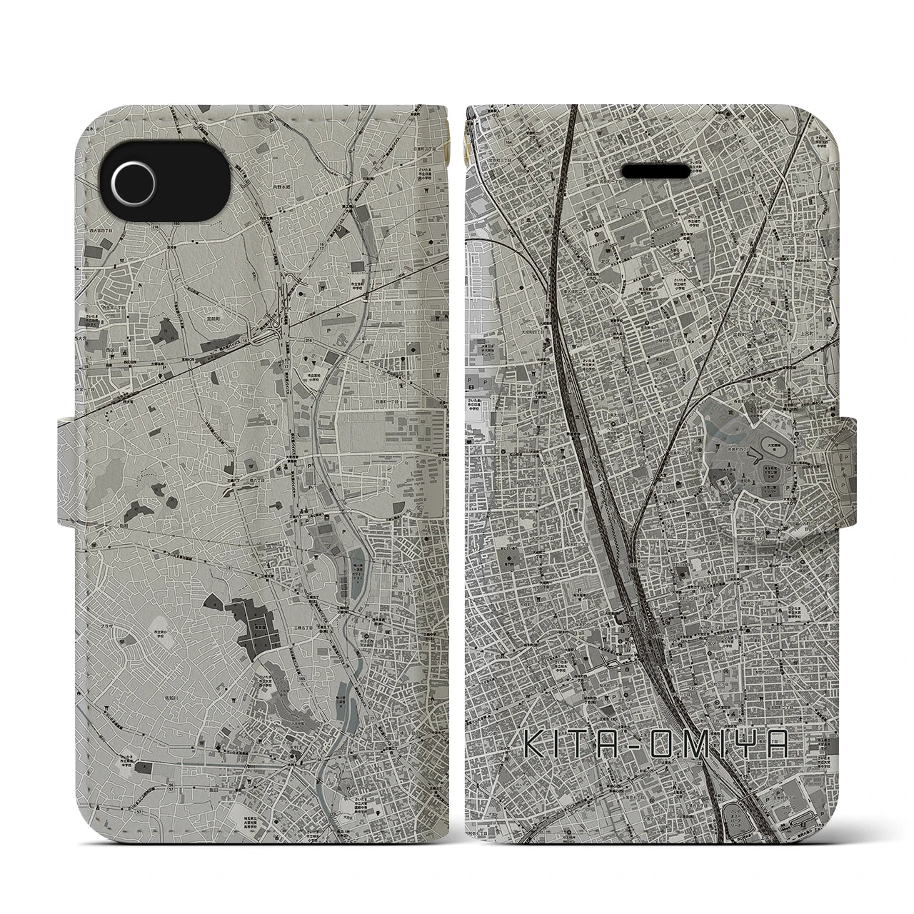 【北大宮(埼玉県)】地図柄iPhoneケース(手帳タイプ)