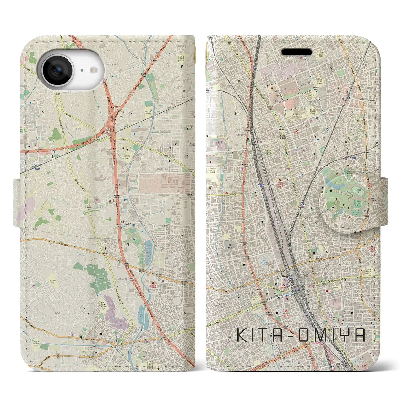 【北大宮(埼玉県)】地図柄iPhoneケース(手帳タイプ)