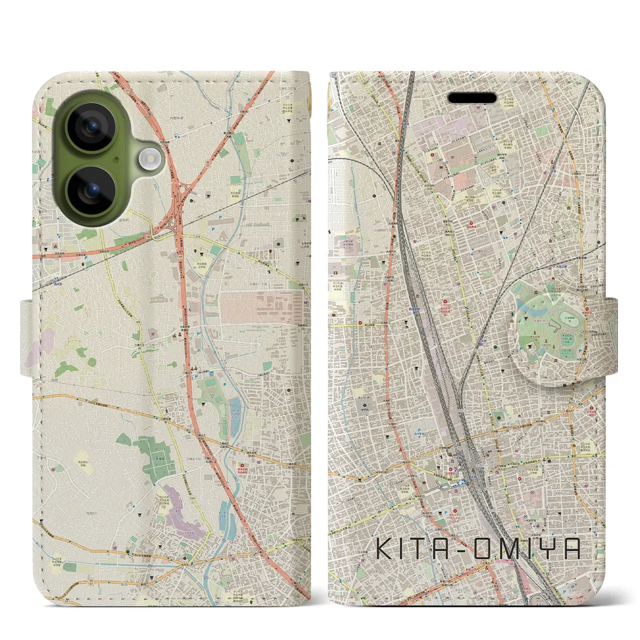 【北大宮(埼玉県)】地図柄iPhoneケース(手帳タイプ)