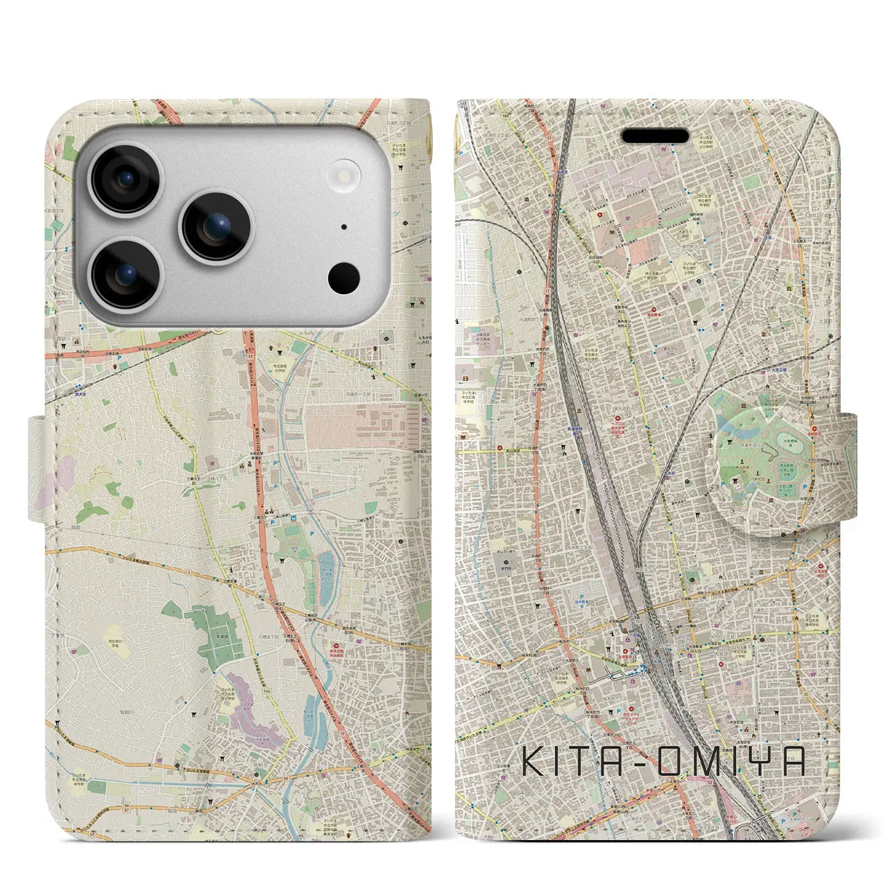 【北大宮(埼玉県)】地図柄iPhoneケース(手帳タイプ)