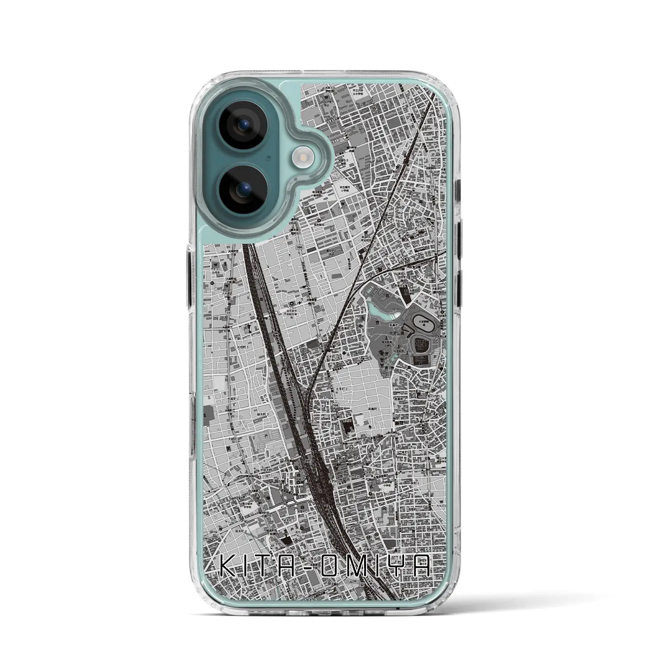 【北大宮(埼玉県)】地図柄iPhoneケース(MagSafeタイプ)モノトーン・iPhone 16 Pro 用