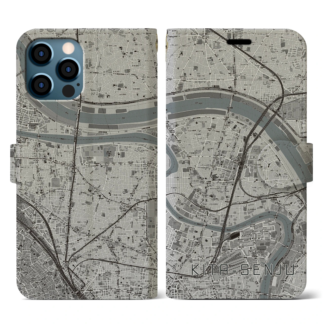 【北千住(東京都)】地図柄iPhoneケース(手帳タイプ)