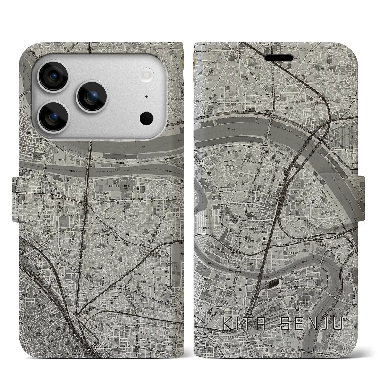 【北千住(東京都)】地図柄iPhoneケース(手帳タイプ)