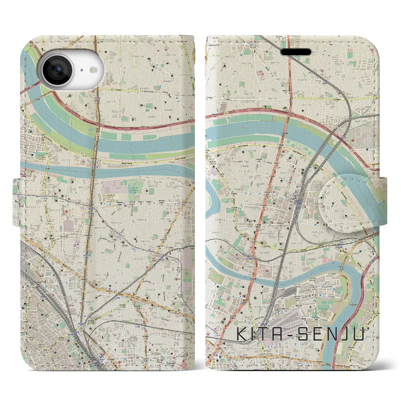 【北千住(東京都)】地図柄iPhoneケース(手帳タイプ)