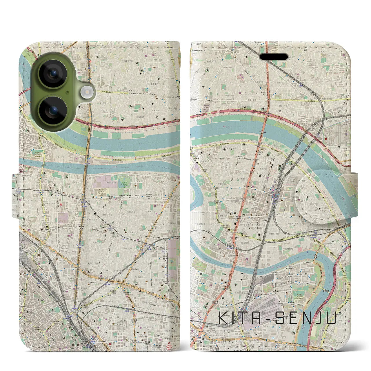 【北千住(東京都)】地図柄iPhoneケース(手帳タイプ)