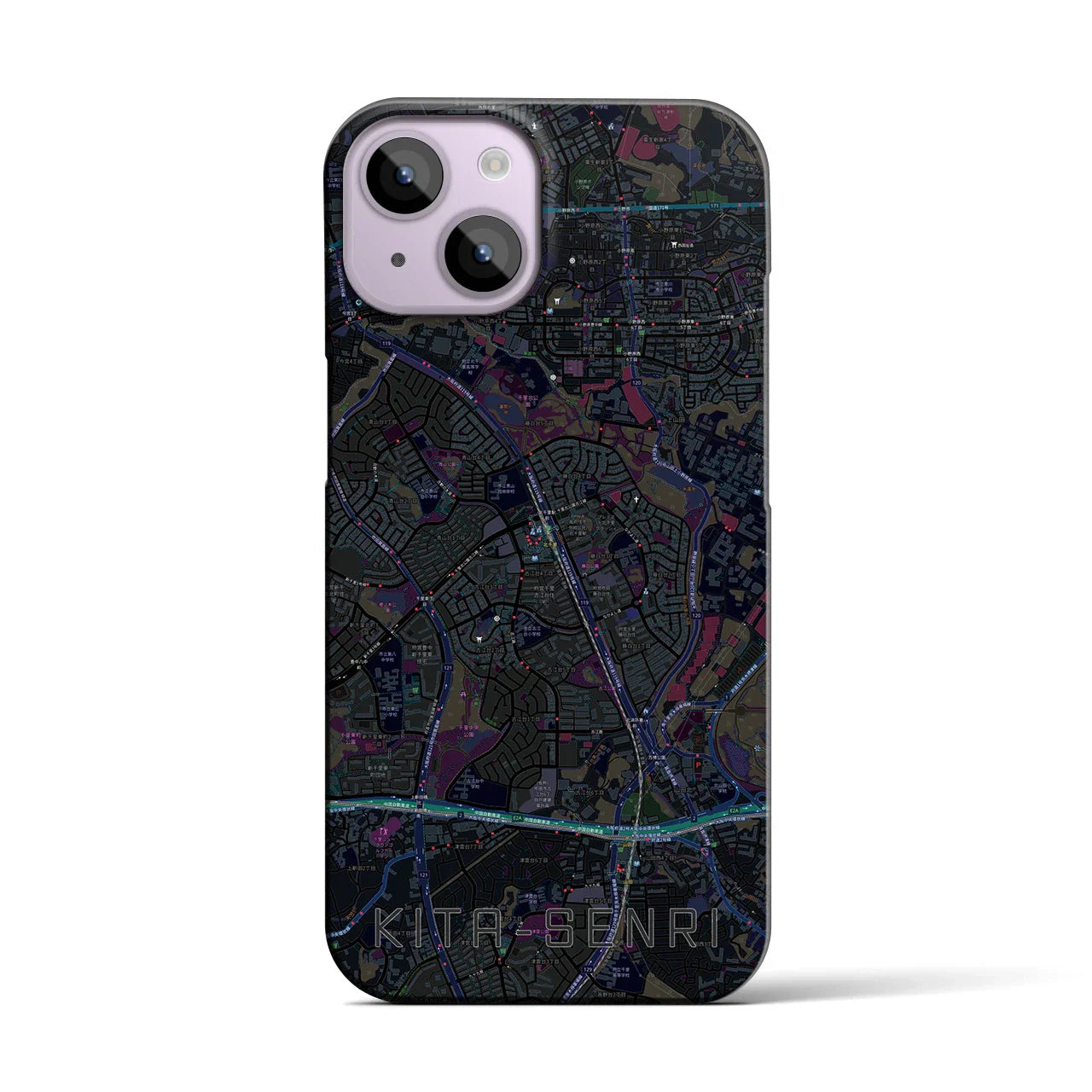 【北千里(大阪府)】地図柄iPhoneケース(バックカバータイプ)