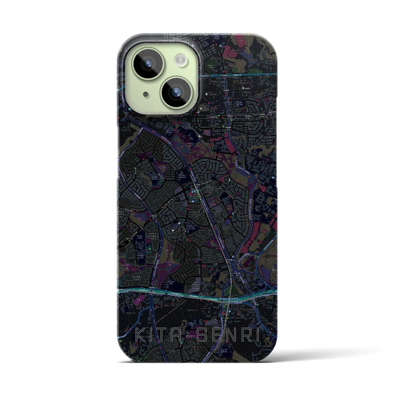 【北千里(大阪府)】地図柄iPhoneケース(バックカバータイプ)