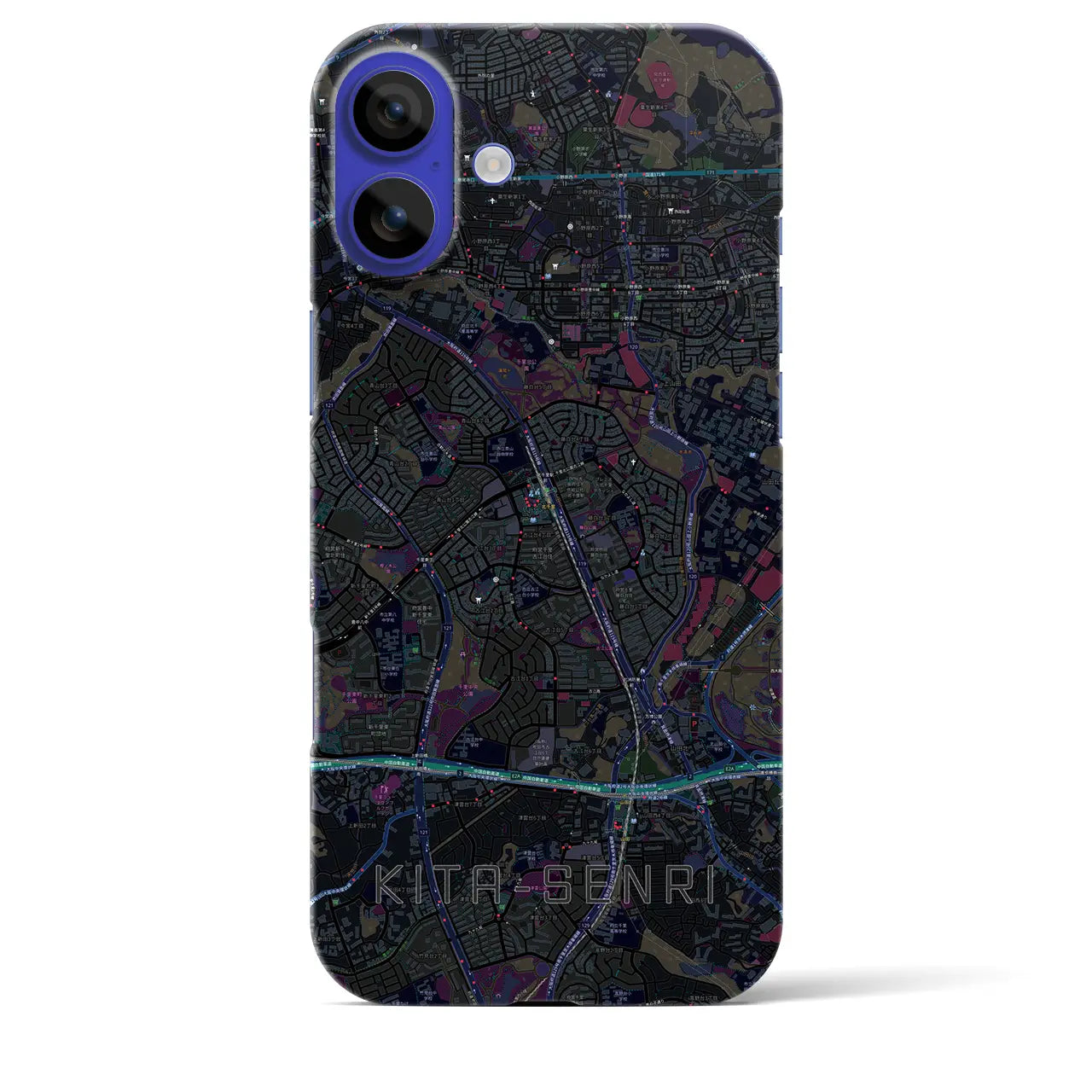 【北千里(大阪府)】地図柄iPhoneケース(バックカバータイプ)