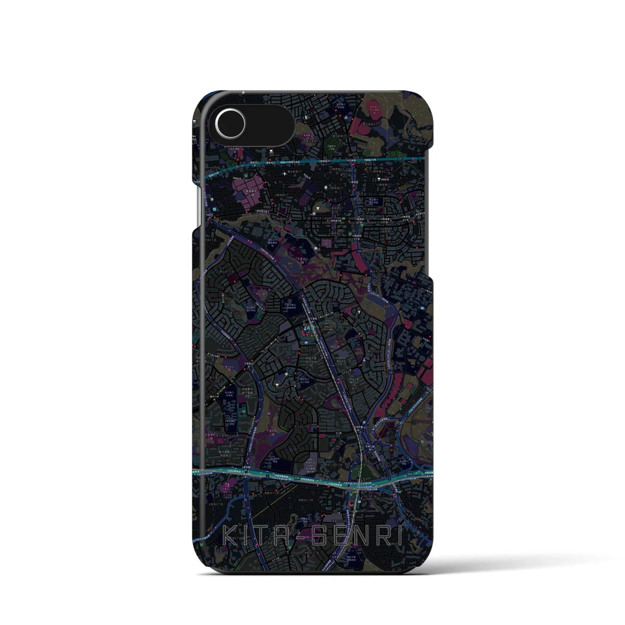 【北千里(大阪府)】地図柄iPhoneケース(バックカバータイプ)