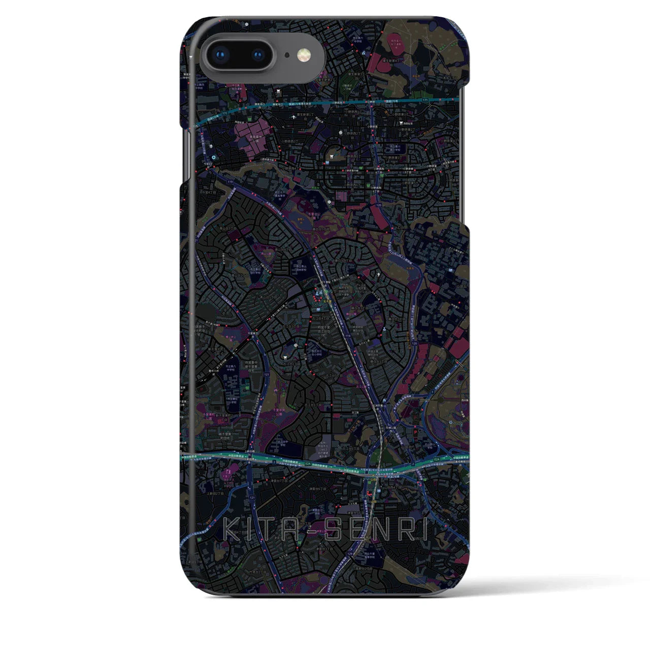 【北千里(大阪府)】地図柄iPhoneケース(バックカバータイプ)