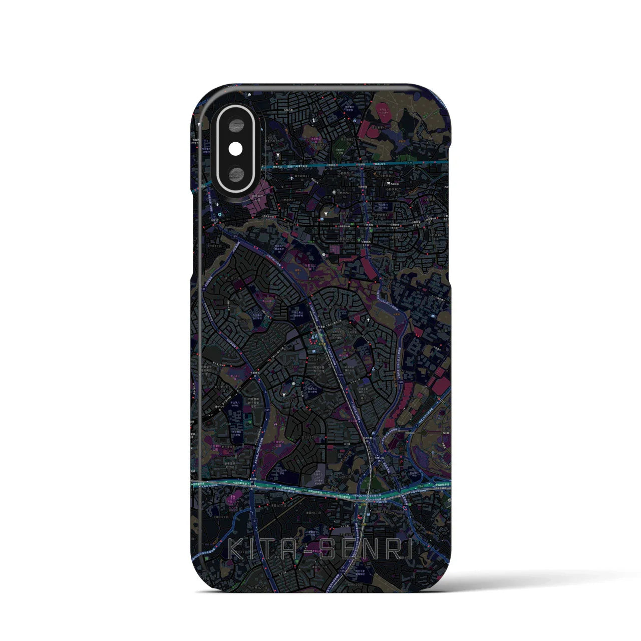 【北千里(大阪府)】地図柄iPhoneケース(バックカバータイプ)