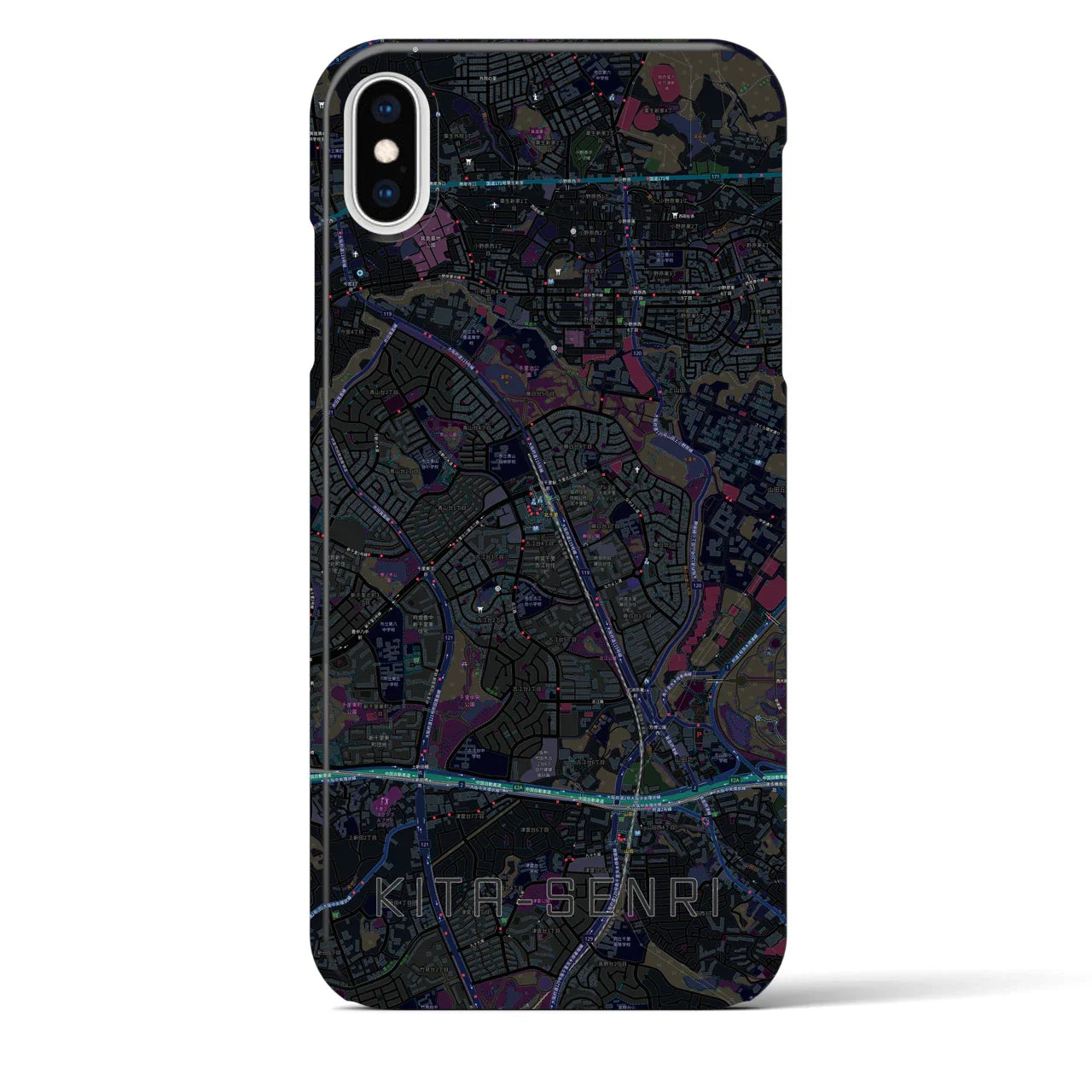 【北千里(大阪府)】地図柄iPhoneケース(バックカバータイプ)