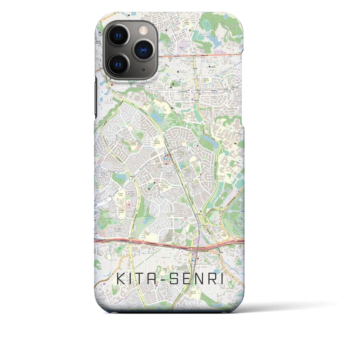 【北千里(大阪府)】地図柄iPhoneケース(バックカバータイプ)