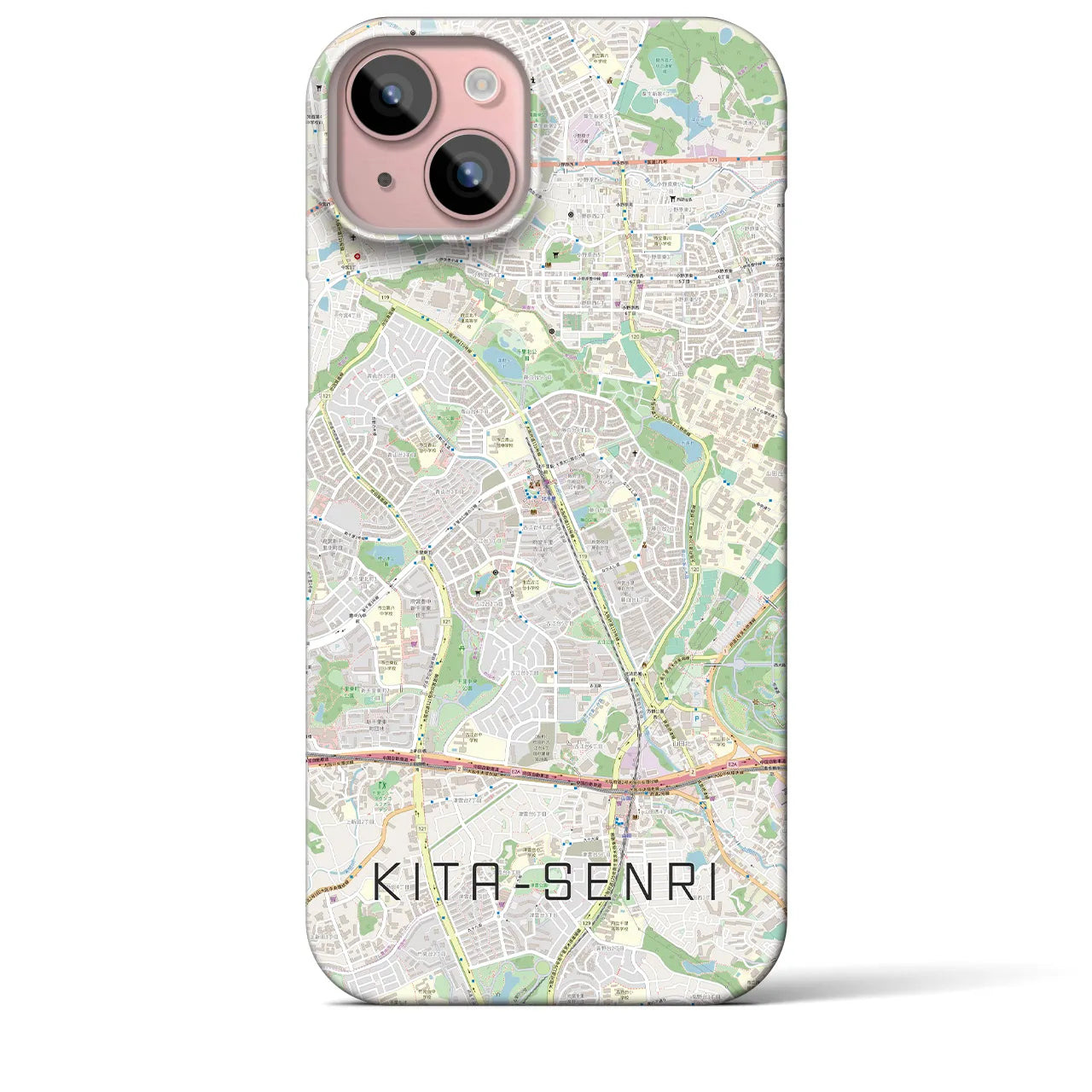 【北千里(大阪府)】地図柄iPhoneケース(バックカバータイプ)