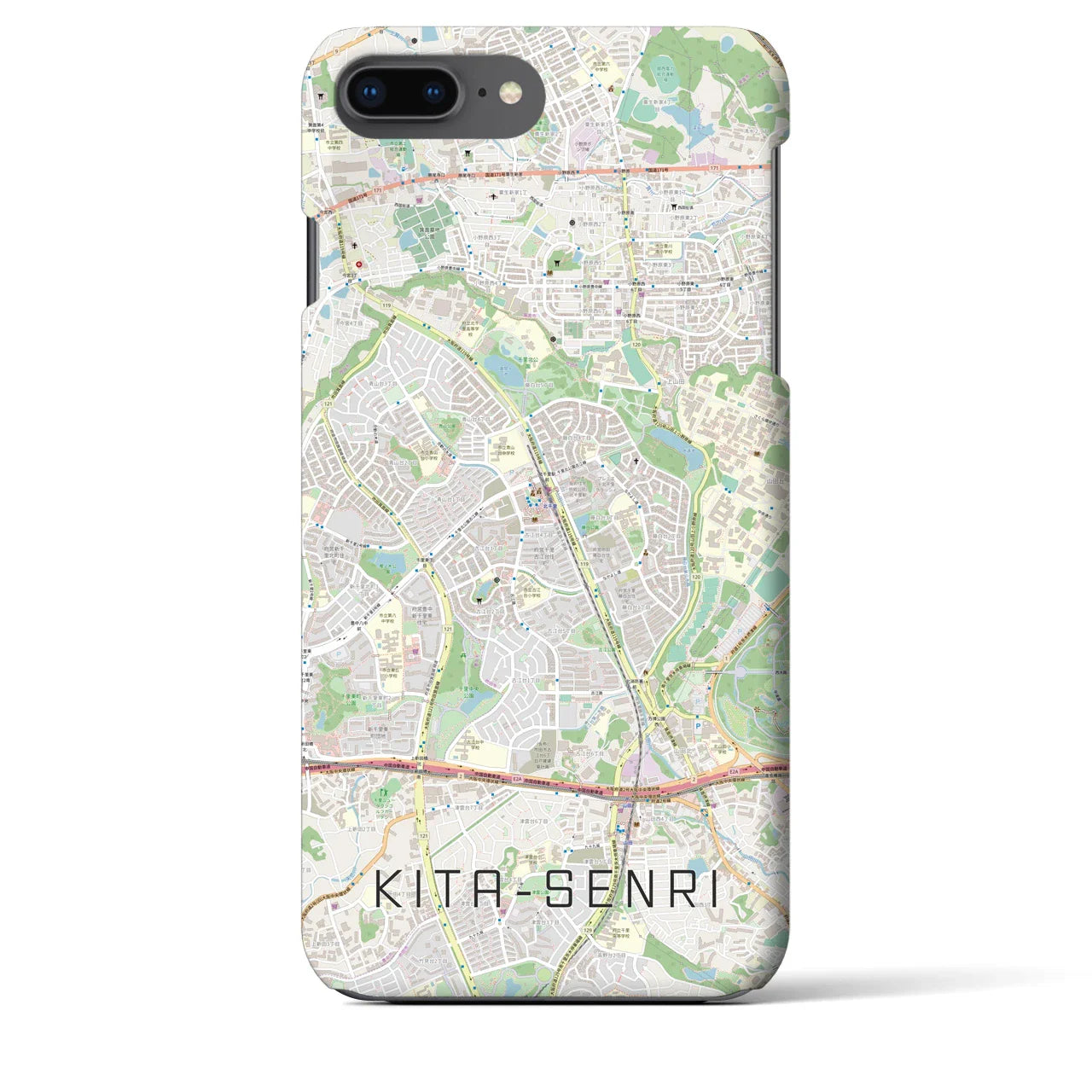 【北千里(大阪府)】地図柄iPhoneケース(バックカバータイプ)