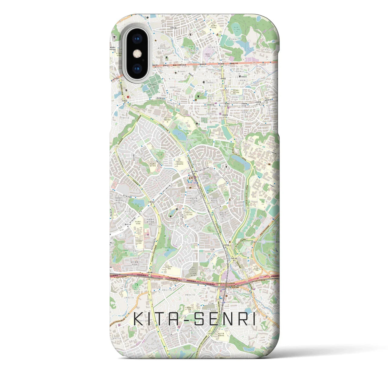 【北千里(大阪府)】地図柄iPhoneケース(バックカバータイプ)