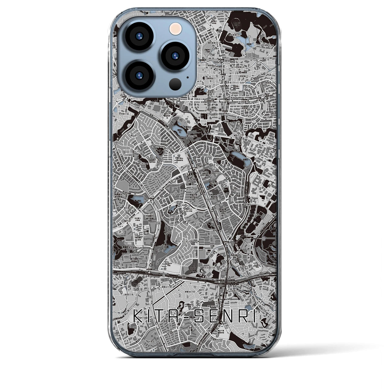 【北千里(大阪府)】地図柄iPhoneケース(クリアタイプ)