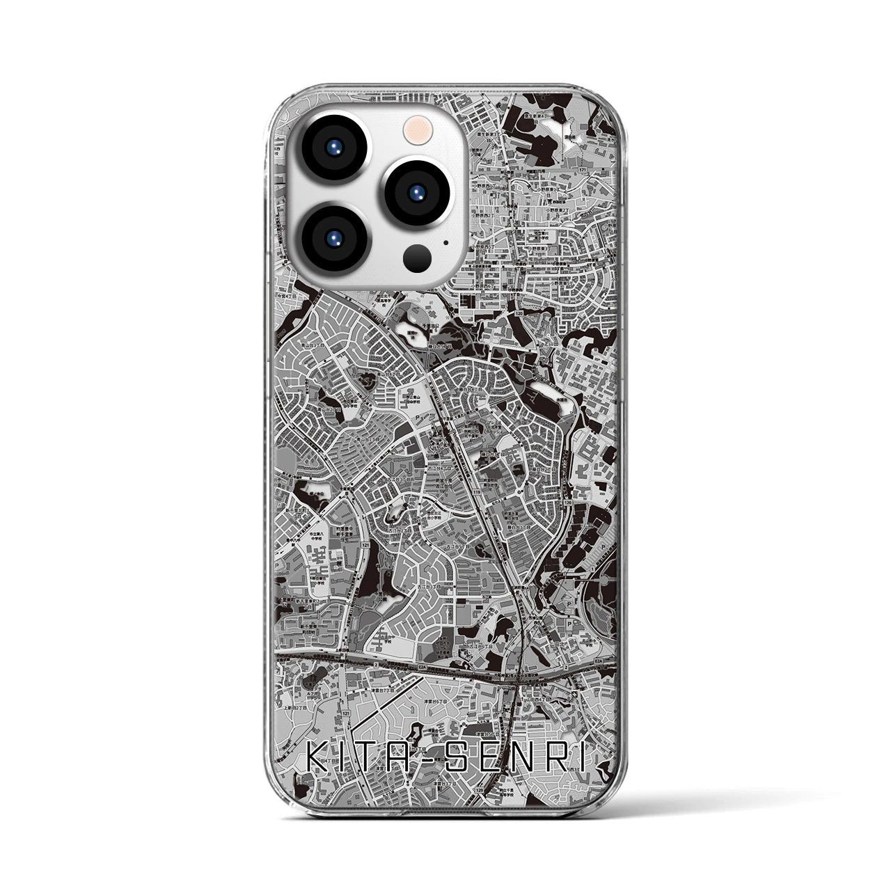 【北千里(大阪府)】地図柄iPhoneケース(クリアタイプ)