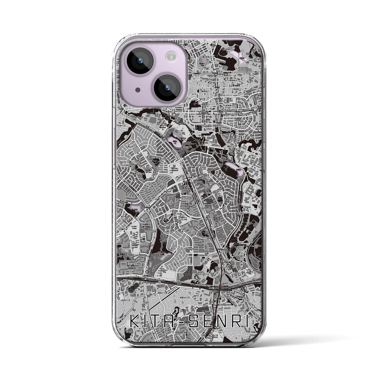 【北千里(大阪府)】地図柄iPhoneケース(クリアタイプ)