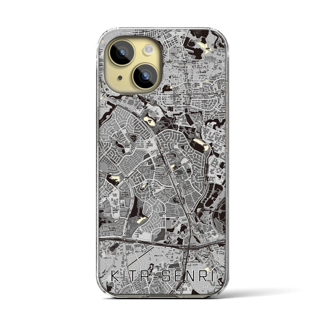 【北千里(大阪府)】地図柄iPhoneケース(クリアタイプ)