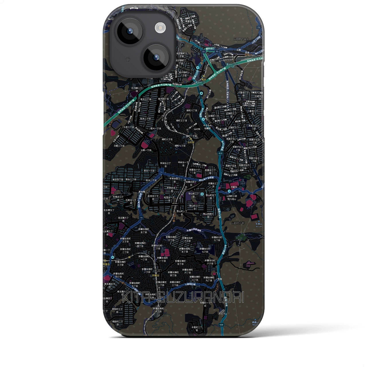 【北鈴蘭台(兵庫県)】地図柄iPhoneケース(バックカバータイプ)