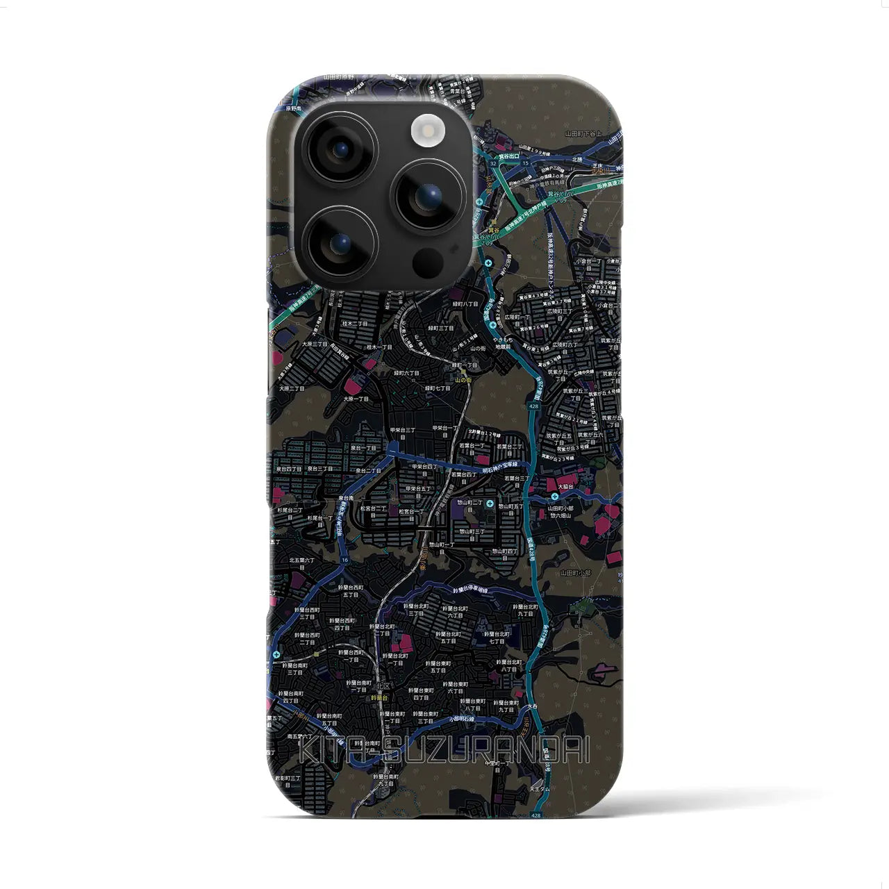 【北鈴蘭台(兵庫県)】地図柄iPhoneケース(バックカバータイプ)