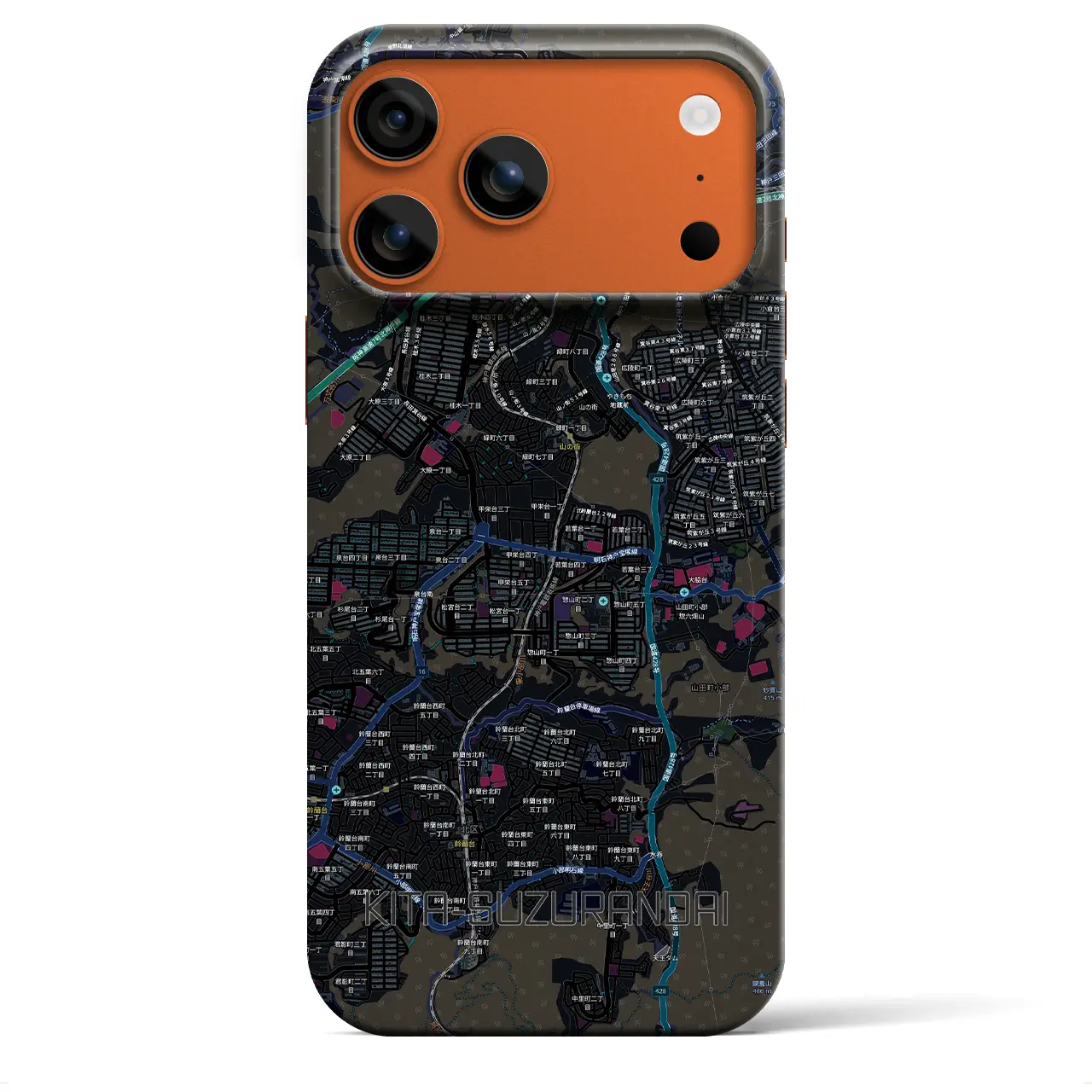 【北鈴蘭台(兵庫県)】地図柄iPhoneケース(バックカバータイプ)