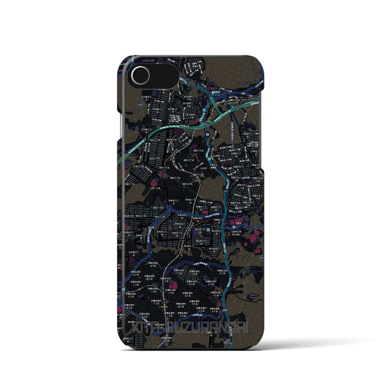 【北鈴蘭台(兵庫県)】地図柄iPhoneケース(バックカバータイプ)