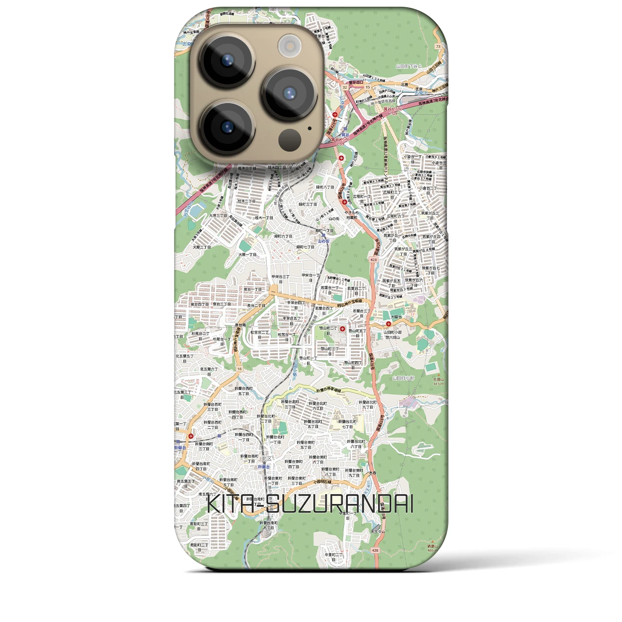 【北鈴蘭台(兵庫県)】地図柄iPhoneケース(バックカバータイプ)