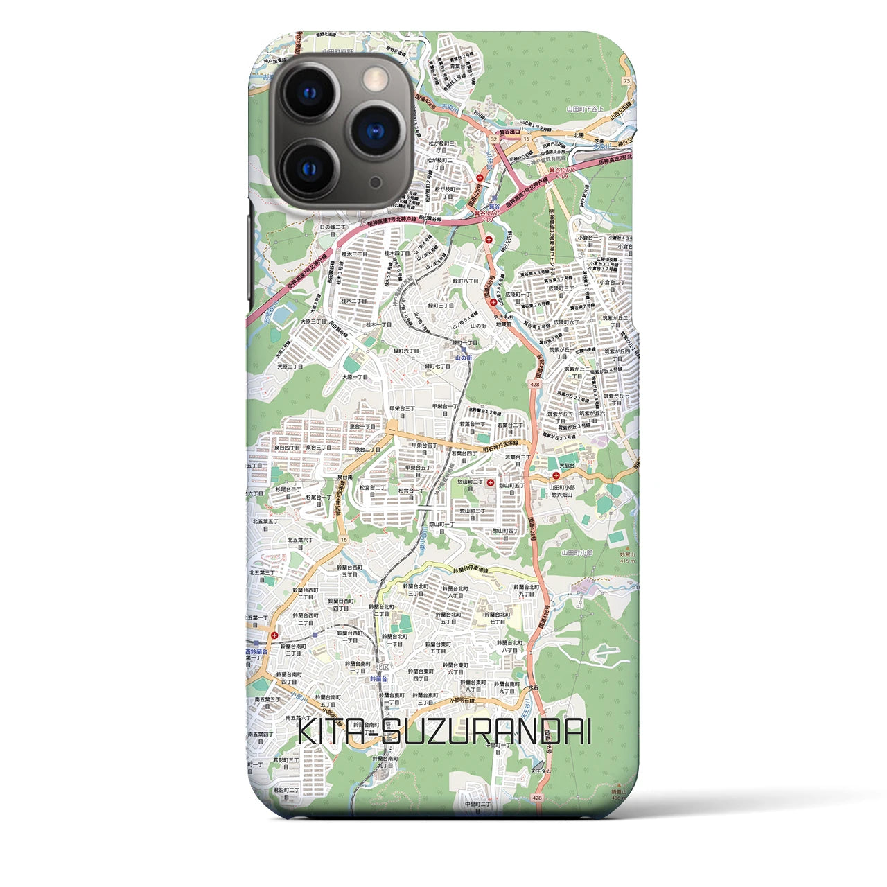 【北鈴蘭台(兵庫県)】地図柄iPhoneケース(バックカバータイプ)