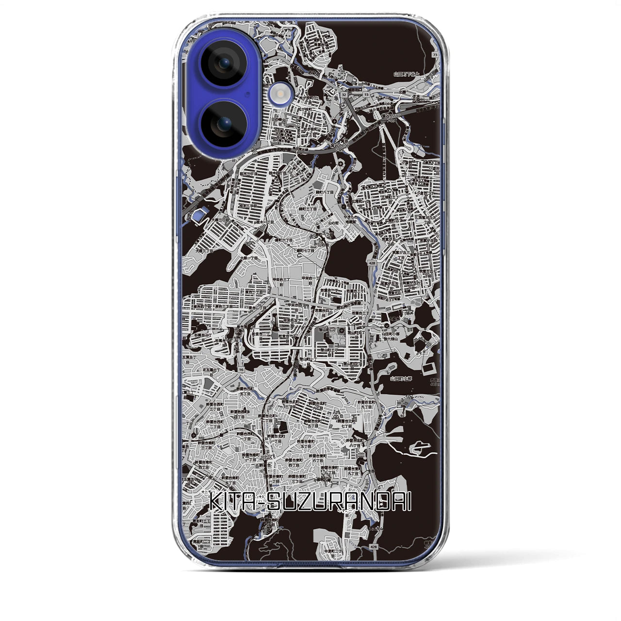 【北鈴蘭台(兵庫県)】地図柄iPhoneケース(クリアタイプ)