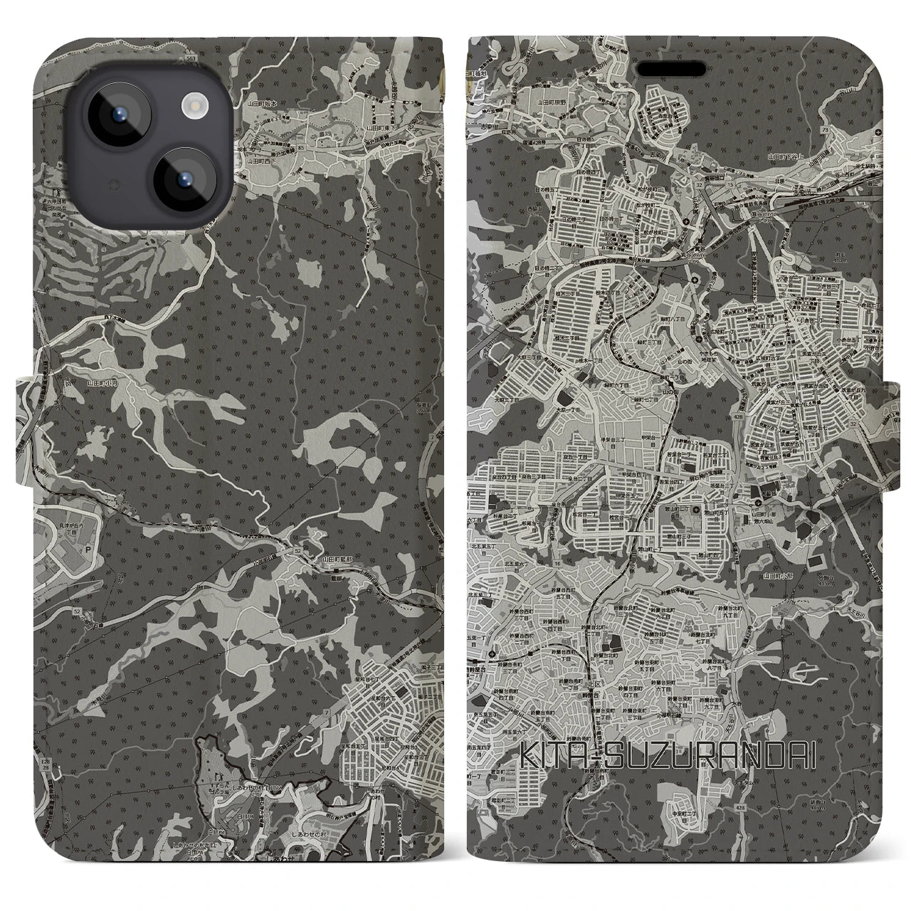 【北鈴蘭台(兵庫県)】地図柄iPhoneケース(手帳タイプ)