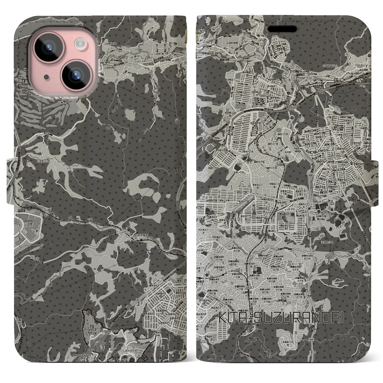 【北鈴蘭台(兵庫県)】地図柄iPhoneケース(手帳タイプ)