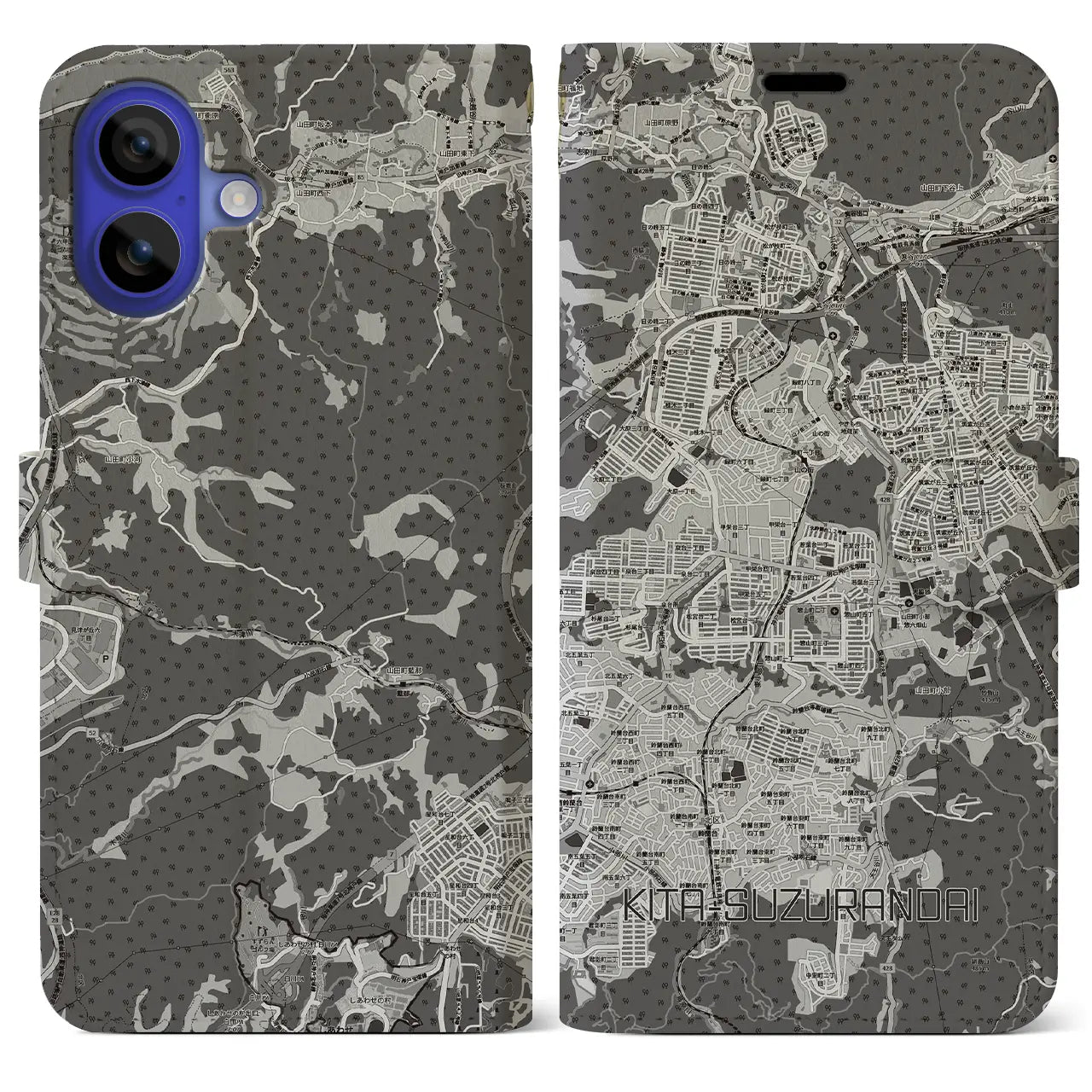 【北鈴蘭台(兵庫県)】地図柄iPhoneケース(手帳タイプ)