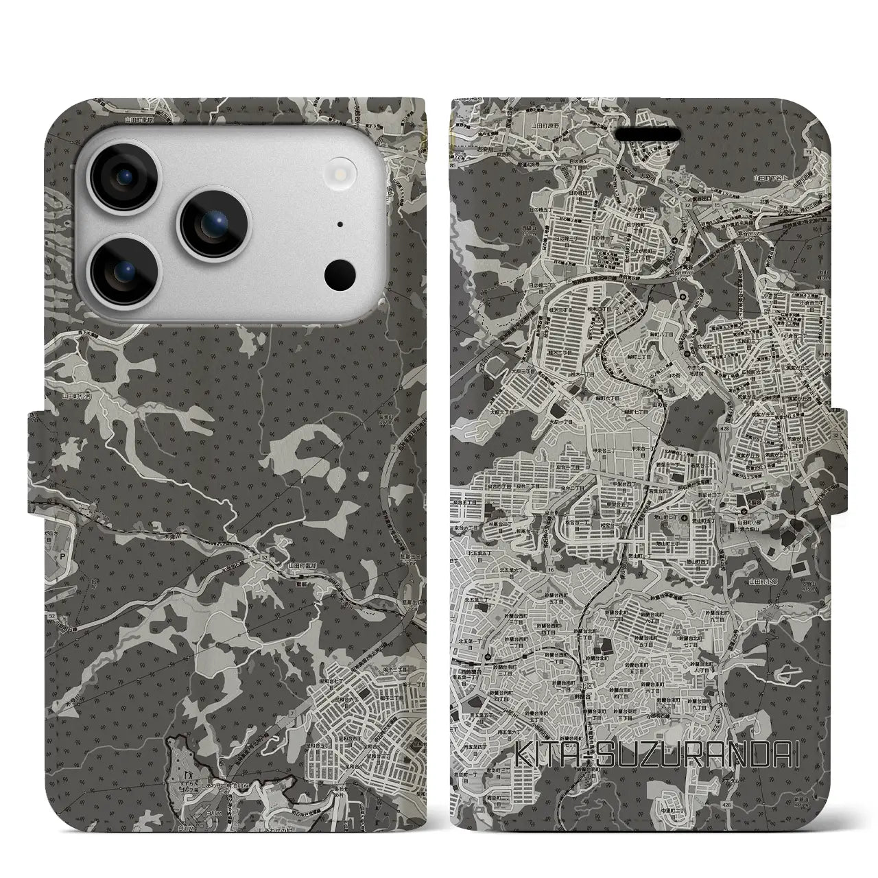 【北鈴蘭台(兵庫県)】地図柄iPhoneケース(手帳タイプ)