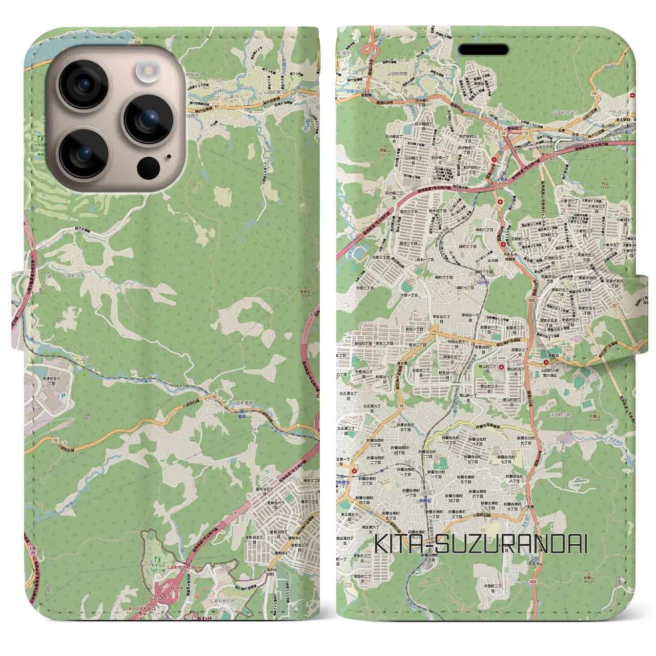 【北鈴蘭台(兵庫県)】地図柄iPhoneケース(手帳タイプ)