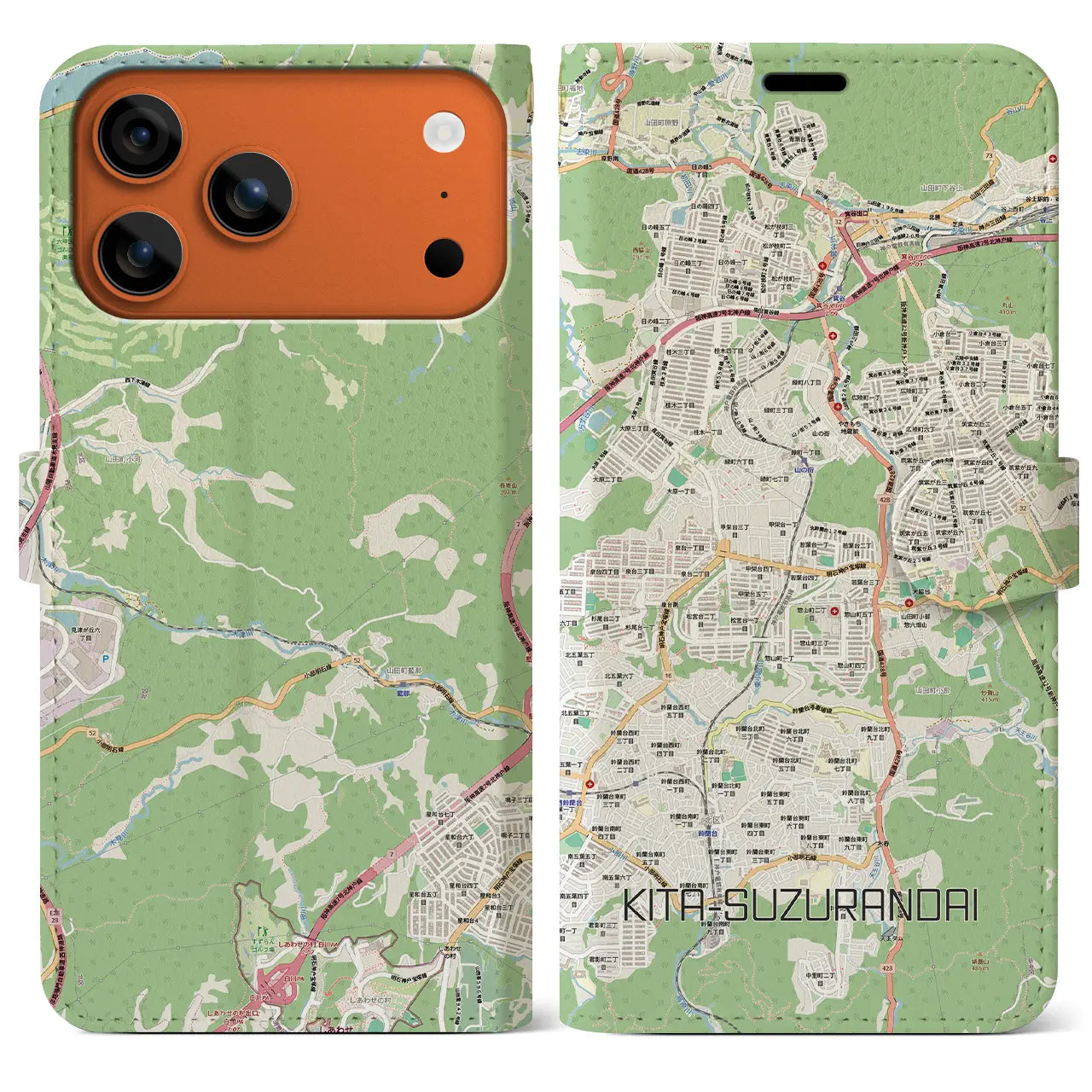 【北鈴蘭台(兵庫県)】地図柄iPhoneケース(手帳タイプ)