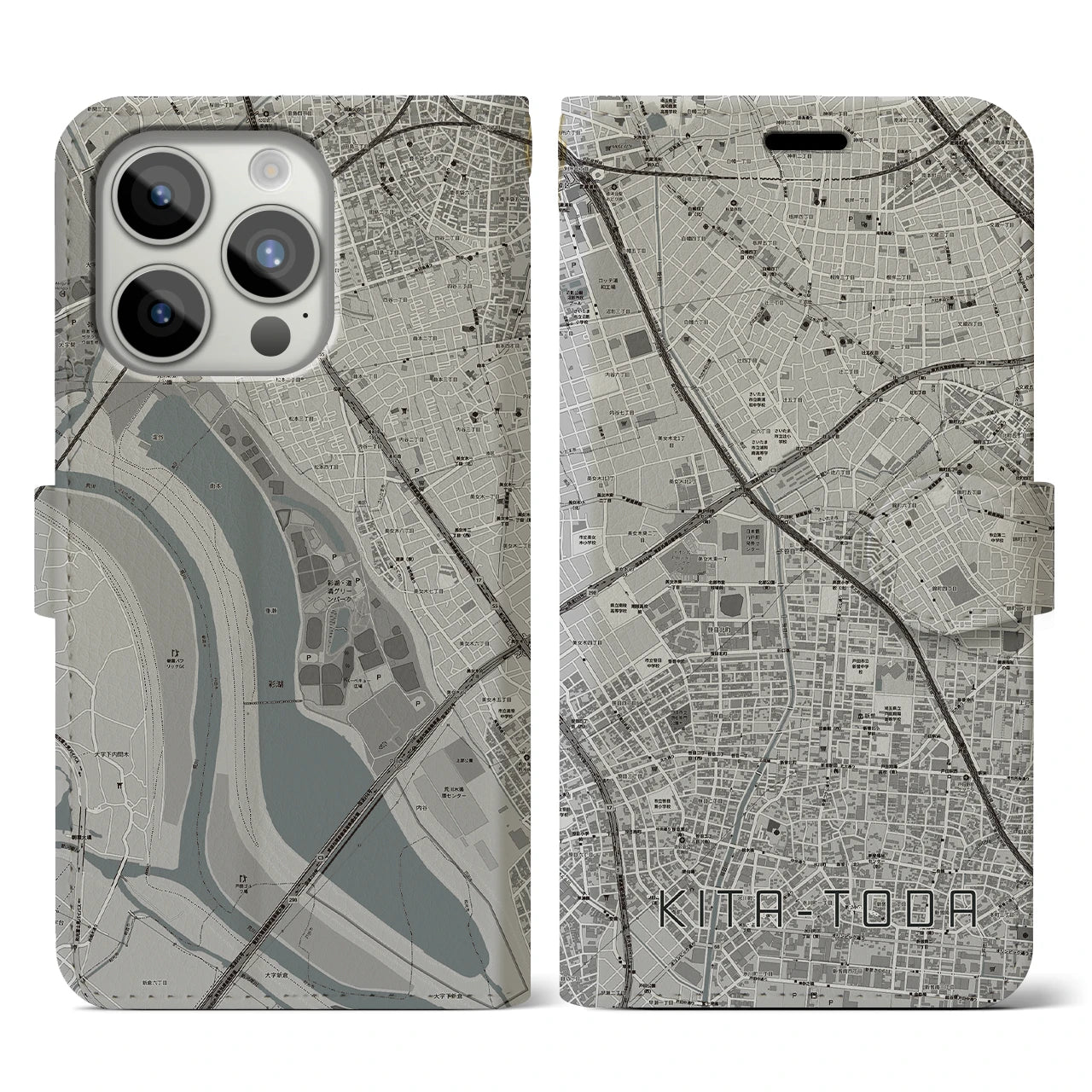 【北戸田(埼玉県)】地図柄iPhoneケース(手帳タイプ)