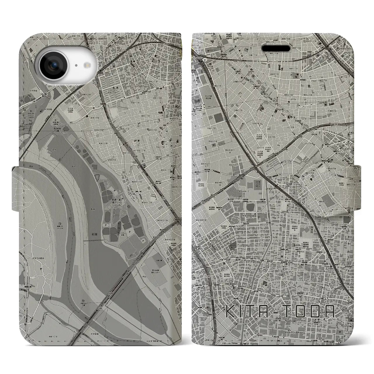 【北戸田(埼玉県)】地図柄iPhoneケース(手帳タイプ)