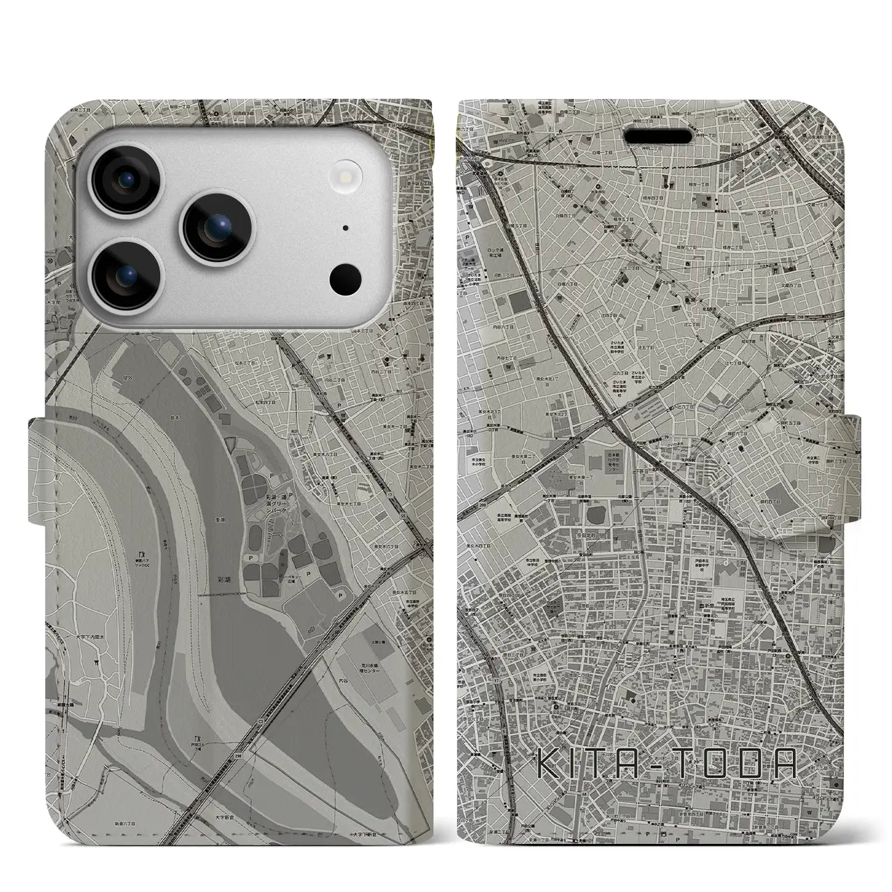 【北戸田(埼玉県)】地図柄iPhoneケース(手帳タイプ)