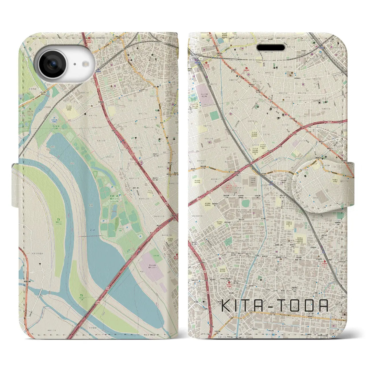 【北戸田(埼玉県)】地図柄iPhoneケース(手帳タイプ)