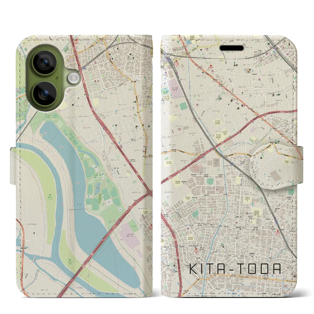 【北戸田(埼玉県)】地図柄iPhoneケース(手帳タイプ)