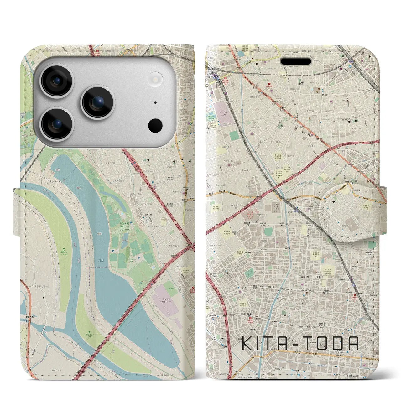 【北戸田(埼玉県)】地図柄iPhoneケース(手帳タイプ)