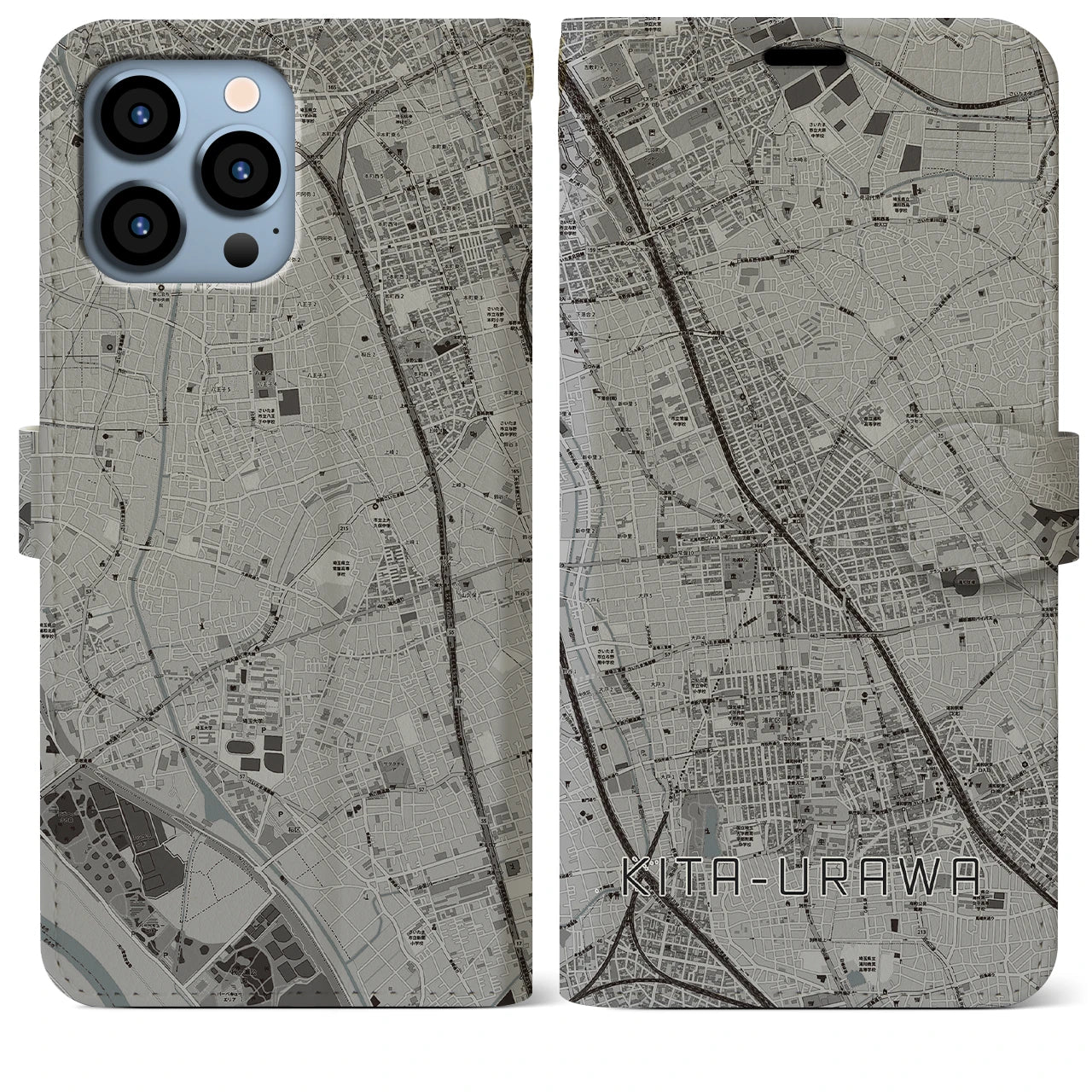 【北浦和(埼玉県)】地図柄iPhoneケース(手帳タイプ)