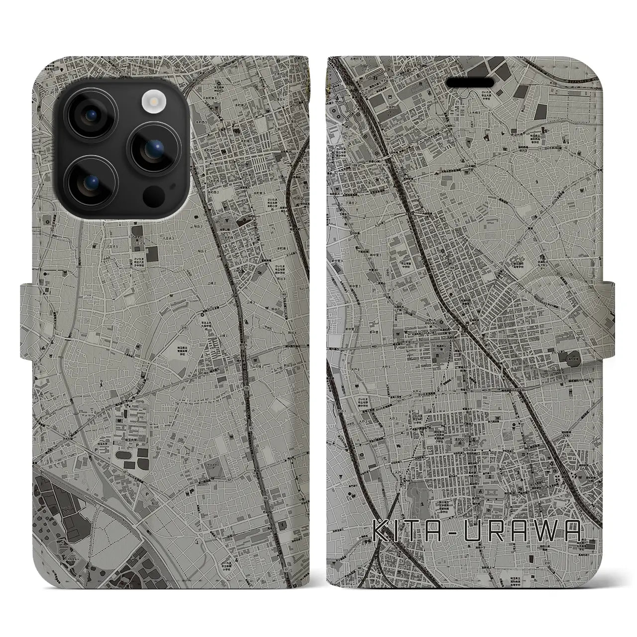 【北浦和(埼玉県)】地図柄iPhoneケース(手帳タイプ)