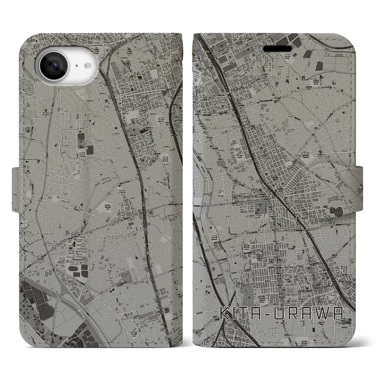 【北浦和(埼玉県)】地図柄iPhoneケース(手帳タイプ)