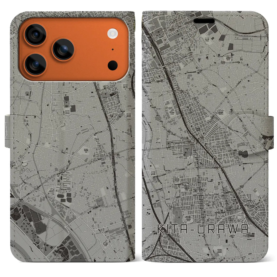 【北浦和(埼玉県)】地図柄iPhoneケース(手帳タイプ)