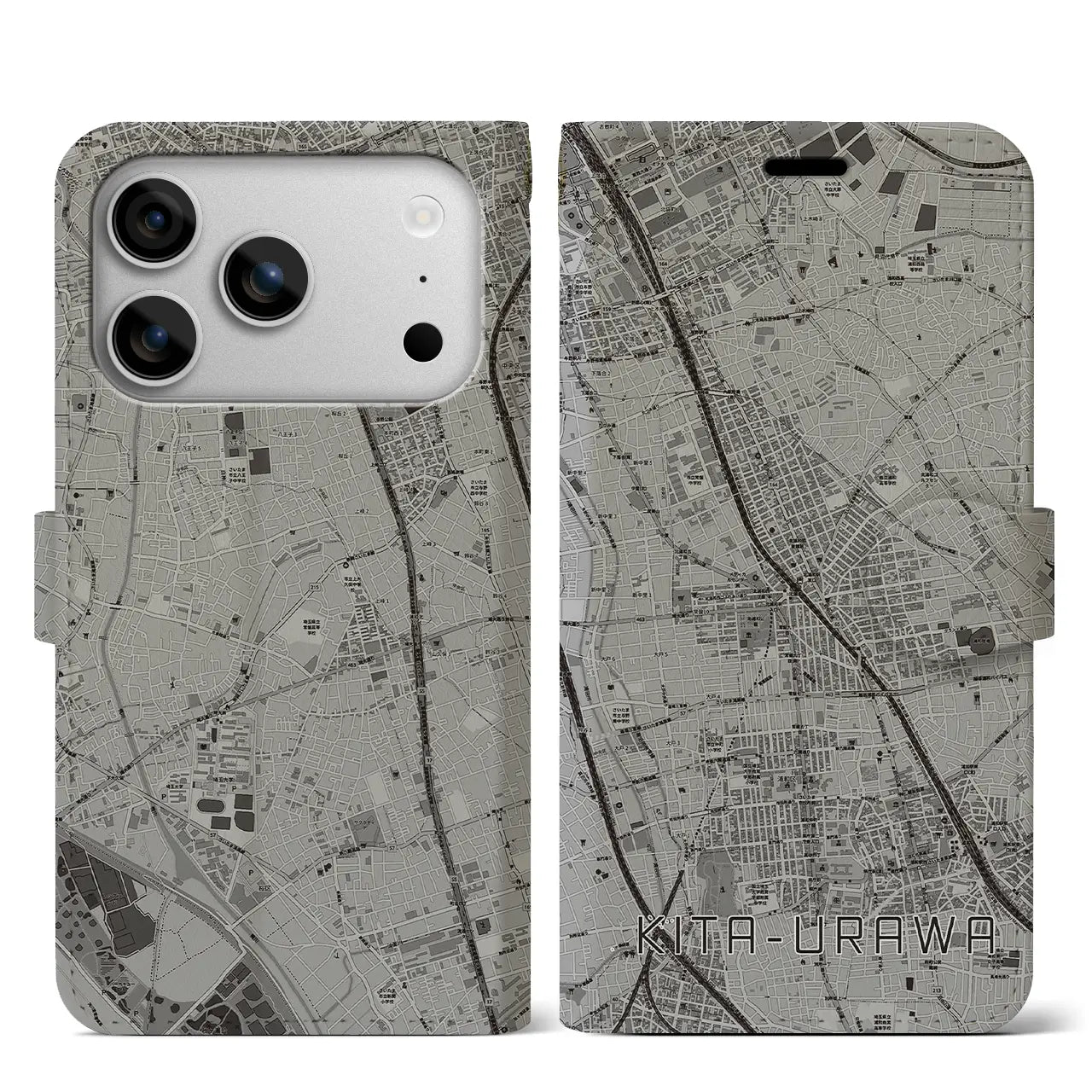 【北浦和(埼玉県)】地図柄iPhoneケース(手帳タイプ)