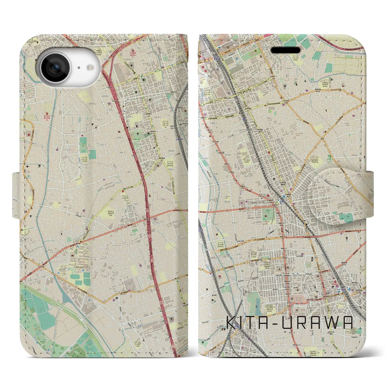 【北浦和(埼玉県)】地図柄iPhoneケース(手帳タイプ)