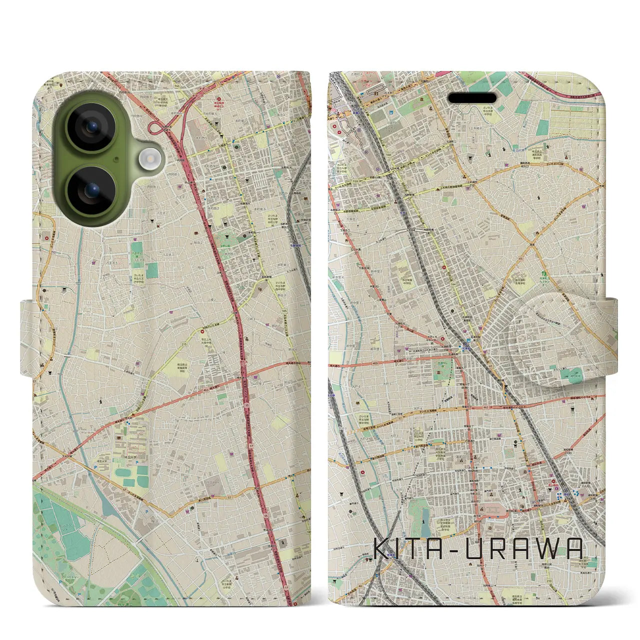 【北浦和(埼玉県)】地図柄iPhoneケース(手帳タイプ)